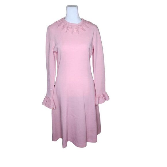 Vintage 60 Bleeker Street Mod Dress Womens Small Pink Fitted Sleeves - Picture 4 of 10